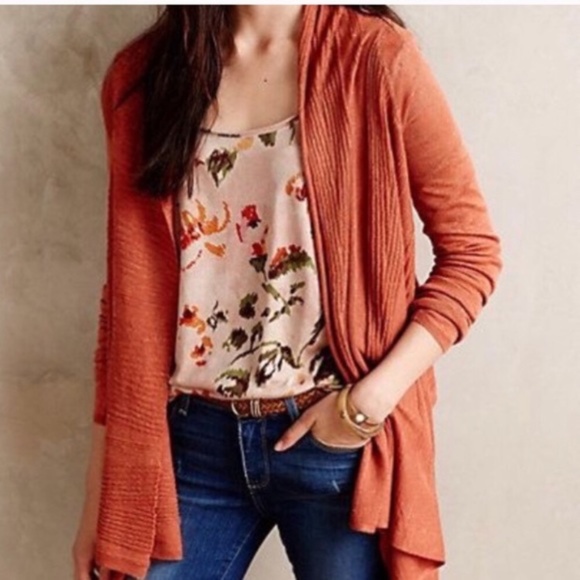 Volcom Sweaters - VOLCOM Orange Long Sleeve Cardigan Open Front Waterfall Size XL